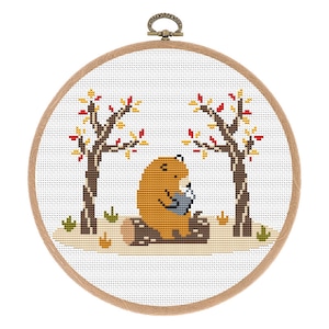Cross stitch pattern, Modern, Cute Bear, Easy Counted cross stitch, funny small xstitch, Boho Nursery Decor, baby, Instant download PDF