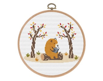 Cross stitch pattern, Modern, Cute Bear, Easy Counted cross stitch, funny small xstitch, Boho Nursery Decor, baby, Instant download PDF