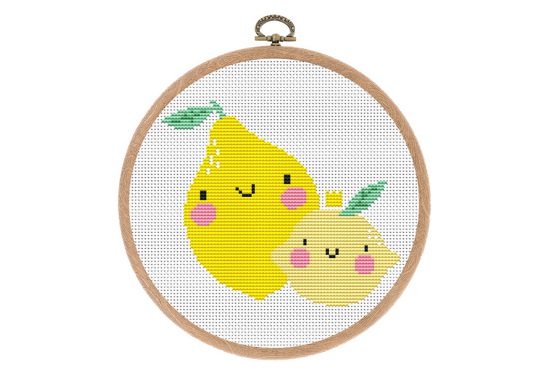 Lemon Mom and Baby Cross Stitch Pattern PDF, Mother's Day Mini