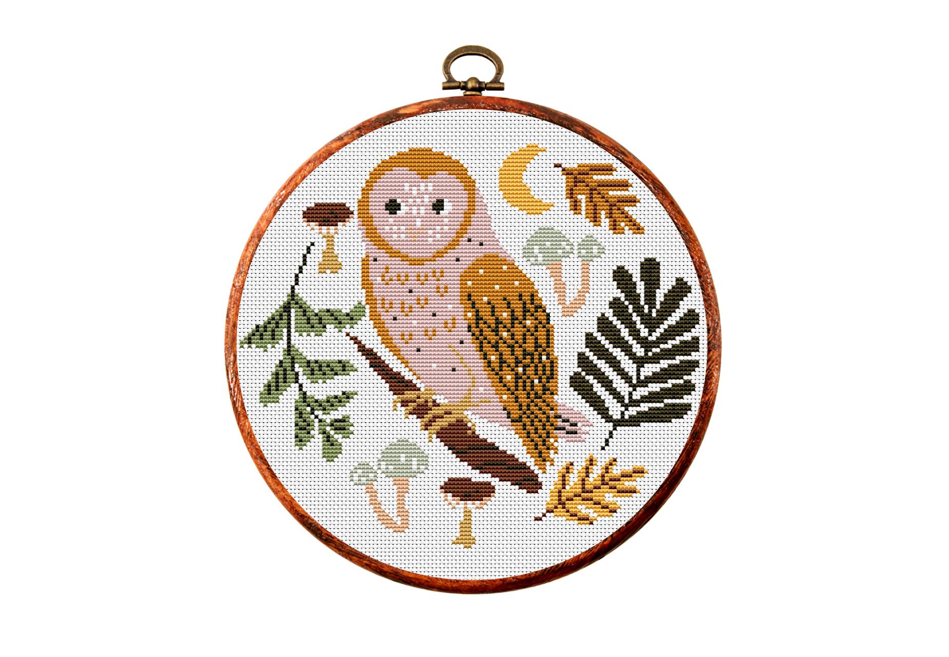 Cross stitch pattern, Owl, Cute bird, Counted cross stitch, Boho Nursery, Easy counted xstitch, begi