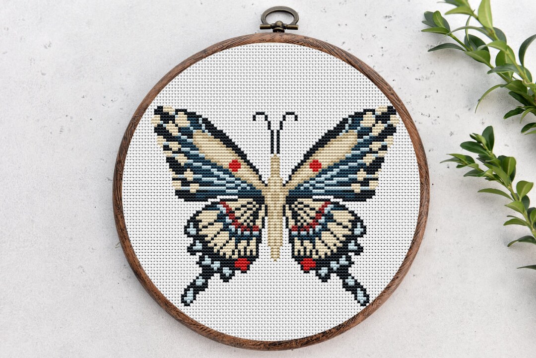 Cross Stitch Pattern, Small Butterfly, Flying Insect Nature Cross