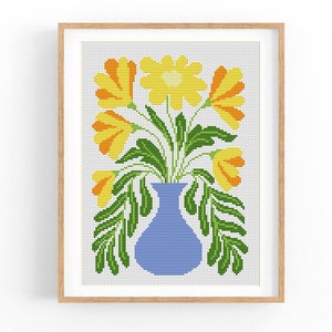 Cross Stitch Pattern Modern Floral Abstract, Modern flowers, Easy x-stitch Pattern, Cross Stitch Chart, Nature Pattern, Instant Download PDF