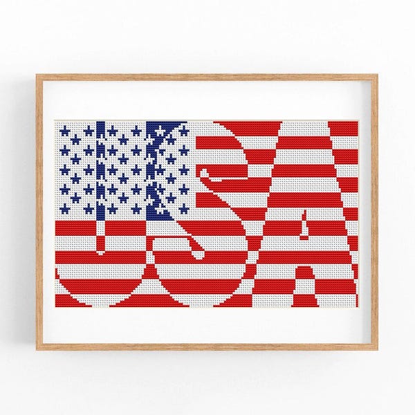 American Flag Cross Stitch Pattern PDF, USA 250th Anniversary Independence Day, Instant Download, Patriotic Embroidery Chart, 4th of July