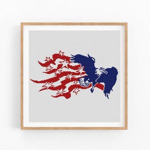 Vaterländisches Kreuzstichmuster. Amerikanischer Adler Kreuzstichvorlage USA Flagge. Unabhängigkeitstag, 4.Juli xstitch. Sofortiger Download PDF