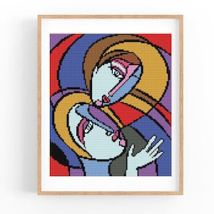 Abstract Cross Stitch Pattern, Women Modern x-stitch Pattern, Concept Cross Stitch Chart, Geometric Pattern,Instant Download PDF