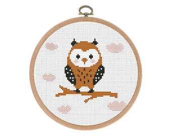 Cross stitch pattern, Owl, Cute bird, Counted cross stitch, Boho Nursery, Easy counted xstitch, beginer, Instant download PDF