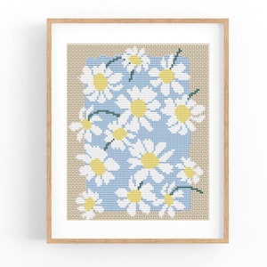 Cross Stitch Pattern Modern Flowers. Chamomile Nursery PDF embroidery design. Funny cross stitch pattern. Boho, Abstract. Instant download.
