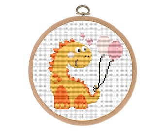 Padrão de ponto cruz, Dinossauro, Dino, Animal fofo, Mini ponto cruz contado, Decoração de berçário Boho, Bebê, Criança, Iniciante, Download instantâneo em PDF