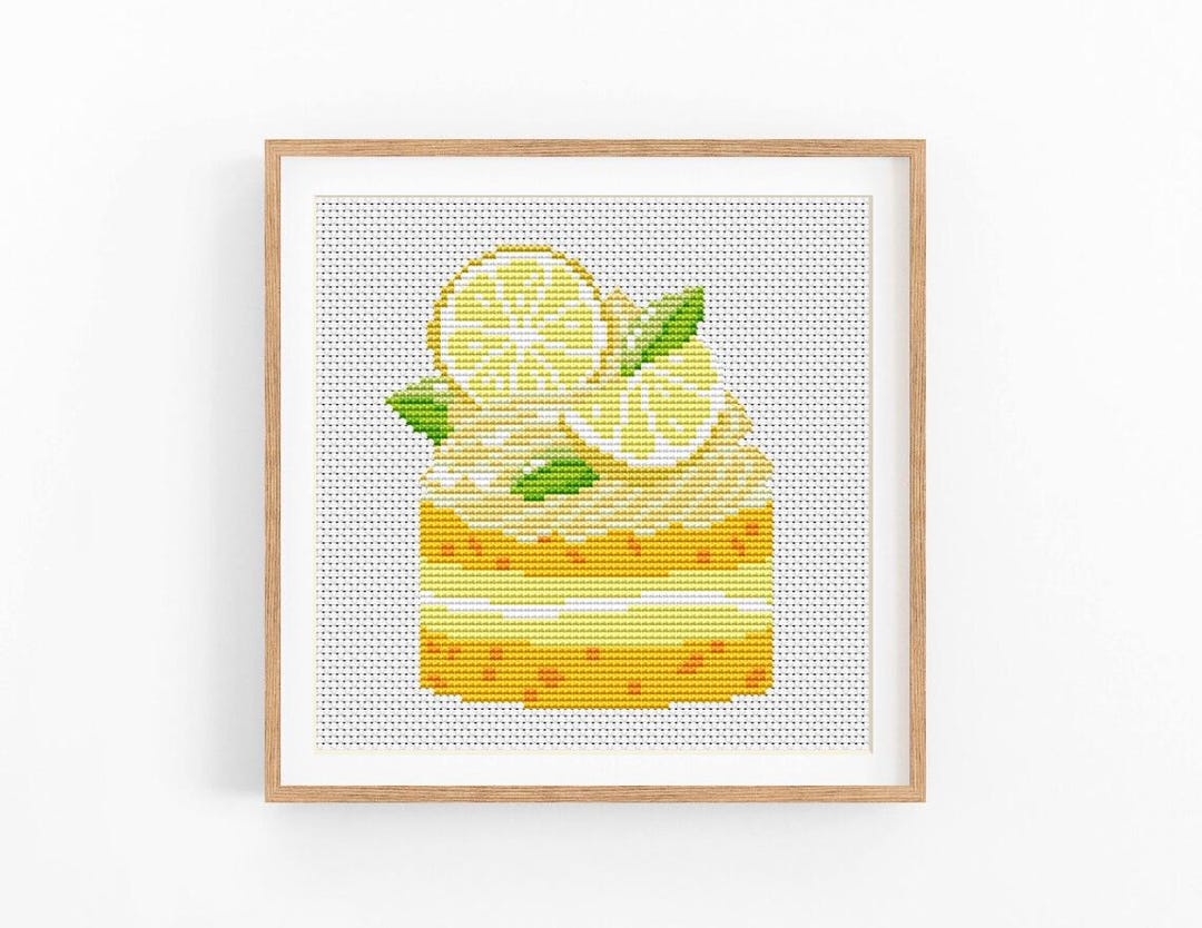 Lemon Cheesecake Cross Stitch Pattern. Dessert Cross Stitch PDF. Small ...