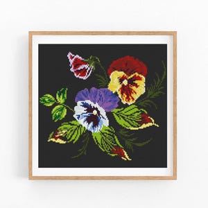 Pansies Cross Stitch Pattern Modern Abstract Floral, Flowers, Easy x-stitch Pattern, Cross Stitch Chart, Nature Pattern,Instant Download PDF