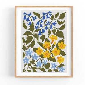 Cross Stitch Pattern Modern Floral Abstract, Modern flowers, Easy x-stitch Pattern, Cross Stitch Chart, Nature Pattern, Instant Download PDF
