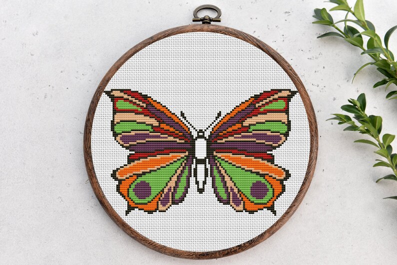 Butterfly Cross Stitch Pattern, Woodland Insect Nature Cross Stitch