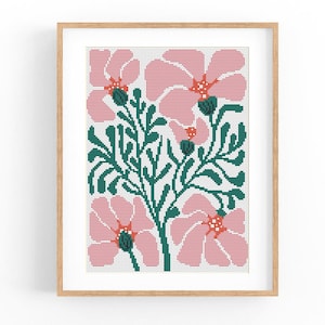 Cross Stitch Pattern Modern Floral Abstract, Modern flowers, Easy x-stitch Pattern, Cross Stitch Chart, Nature Pattern, Instant Download PDF