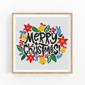 Christmas Modern Cross Stitch Pattern, Xmas, Easy x-stitch Pattern, Holidays Cross Stitch Chart, Christmas Gift, Decor, Instant Download PDF