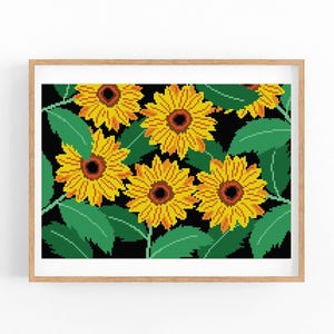 Patrón de punto de cruz de girasol: bordado floral de verano (patrón PDF)