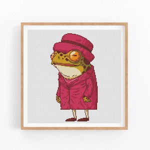 Patrón de punto de cruz de rana, diseño animal moderno, punto de cruz contado, decoración de arte abstracto, punto de cruz contado fácil, descarga instantánea en PDF