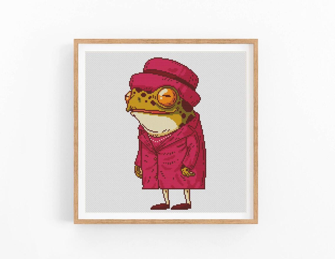 Frog Cross stitch pattern, Modern Animal Design,  Counted cross stitch, Abstract Art decor, Easy counted xstitch, Instant download PDF