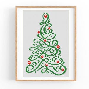 Merry Christmas Cross Stitch Pattern, Christmas tree, Modern Cross Stitch Pattern, Holidays Cross Stitch Pattern, Instant Download PDF