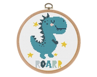 Padrão de ponto cruz, Dinossauro, Dino, Animal fofo, Mini ponto cruz contado, Decoração de berçário Boho, Bebê, Criança, Iniciante, Download instantâneo em PDF