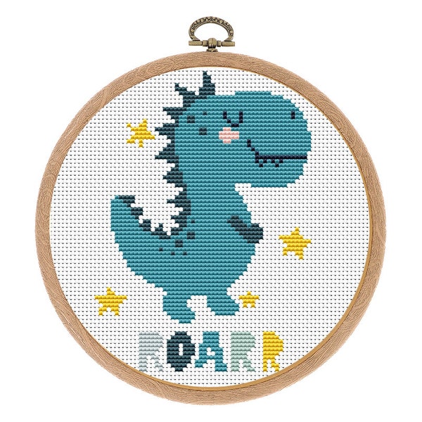 Cross stitch pattern, Dinosaur, Dino, Cute Animal, Mini Counted cross stitch, Boho Nursery Decor, Baby, Kid, Beginner, Instant download PDF