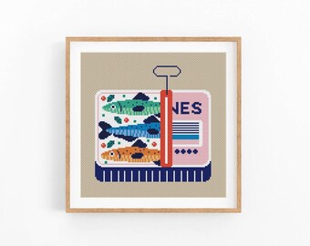 Sardines Can Cross Stitch Pattern, Sardine Food Art, Fish Can Cross Stitch Pattern, Modern Cross Stitch Design, Instant Download PDF