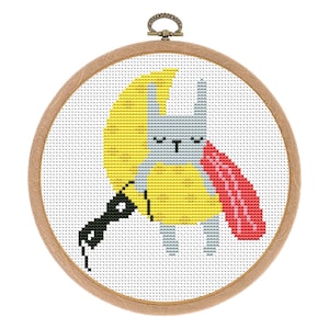Cross stitch pattern, Super Hero, Bunny, Modern, Sweet Dream, Cute Animal, Small Counted cross stitch, Nursery, baby, Instant download PDF