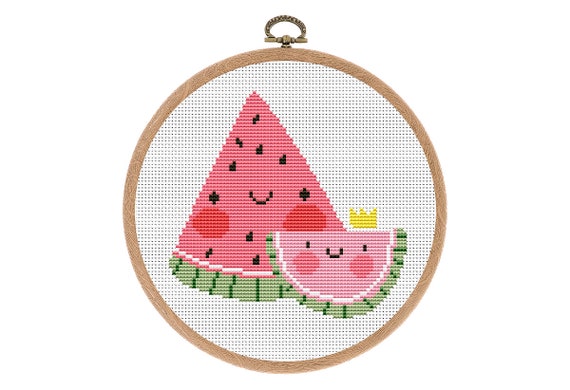 Watermelon Mom and Baby Cross Stitch Pattern PDF, Mother and Child