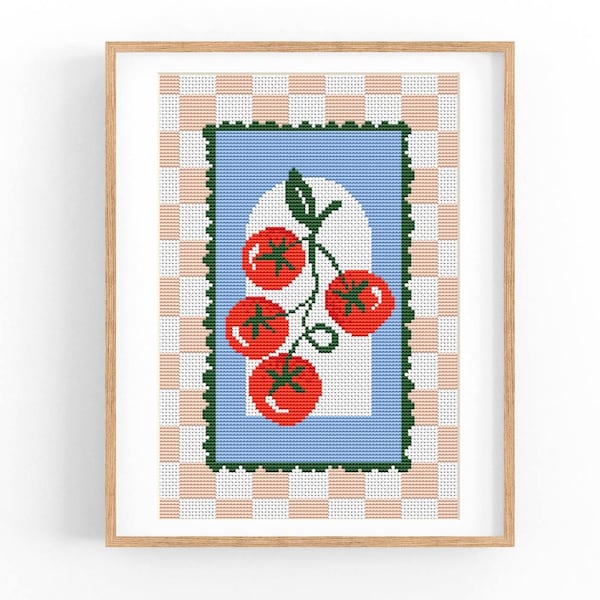 Tomatoes Cross Stitch Pattern PDF, Hand Embroidery, Food Art Xstitch Pattern, Modern Cross Stitch Design, Instant Download PDF