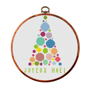 Merry Christmas Cross Stitch Pattern, Joyeux Noel, Modern Cross Stitch Pattern, Holidays Cross Stitch Pattern, Instant Download PDF