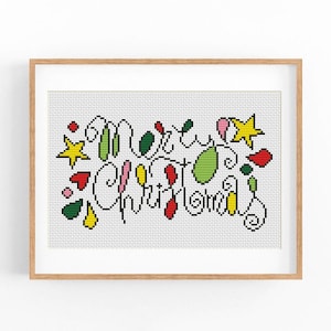 Christmas Modern Cross Stitch Pattern, Xmas, Easy x-stitch Pattern, Holidays Cross Stitch Chart, Christmas Gift, Decor, Instant Download PDF