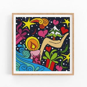 Merry Christmas Cross Stitch Pattern, Modern Cross Stitch Pattern, Holidays Cross Stitch Pattern,Christmas Abstract, Instant Download PDF