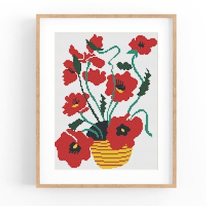 Cross Stitch Pattern Modern Floral Abstract, Modern flowers, Easy x-stitch Pattern, Cross Stitch Chart, Nature Pattern, Instant Download PDF