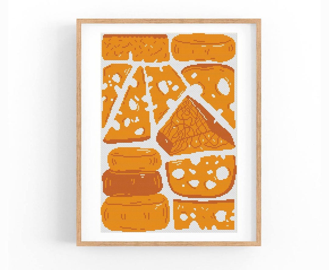 Cheese Cross Stitch Pattern, Modern Kitchen Xstitch Design, Instant ...