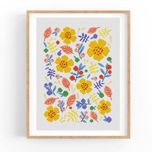Kruissteekpatroon modern bloemen abstract, boeket bloemen, eenvoudig x-steekpatroon, kruissteektabel, bloemenpatroon, pdf-bestand direct downloaden