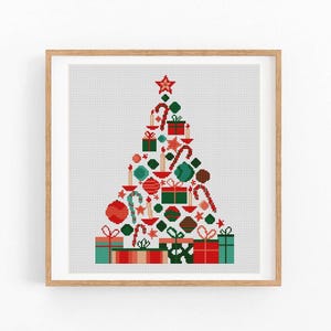 Merry Christmas Cross Stitch Pattern, Christmas tree, Joy Modern Cross Stitch Pattern, Holidays Cross Stitch Pattern, Instant Download PDF
