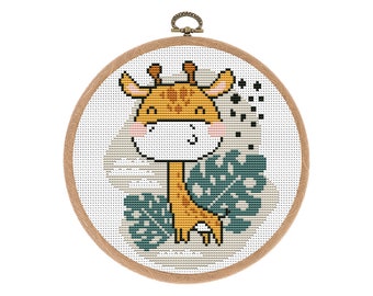 Cross Stitch Pattern PDF Boho Nursery Giraffe, Cute Animal, Modern Cross Stitch, Funny Nursery Easy cross stitch chart,Instant download PDF