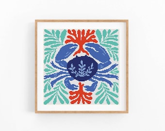 Cross Stitch Pattern Modern Ocean Abstract, Modern Sea, Fish, Water, Easy x-stitch, Cross Stitch Chart, Nature Pattern, Instant Download PDF