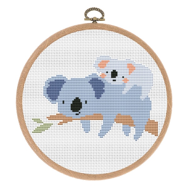 Cross stitch pattern, Mom and Baby, Koala, Easy Counted cross stitch, funny small xstitch, Boho Nursery Decor, baby, Instant download PDF