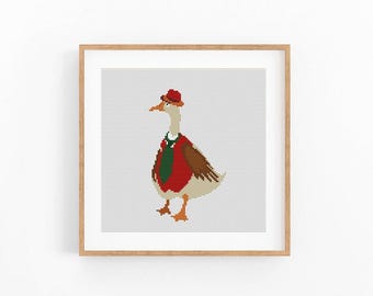 Cross stitch pattern, Cute goose, Counted cross stitch, Boho Nursery decor, Easy counted xstitch, beginer, Instant download PDF