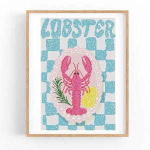 Lobster fish Cross Stitch Pattern, Seafood, Lobster crab plate Cross Stitch Pattern, Modern Cross Stitch Design, Instant Download PDF