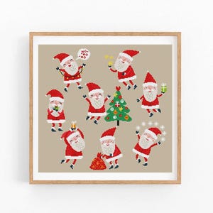 Christmas Cross Stitch Pattern PDF, Santa Claus, Modern Cross Stitch, Holiday Nursery Decor, Christmas night town, Instant download PDF