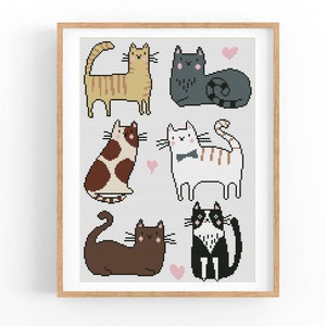 Cross Stitch Pattern, Funny Cats, Modern x-stitch Pattern, Cross Stitch Chart, Kitten, Kitty, Cat Lover Gift Pattern, Instant Download PDF
