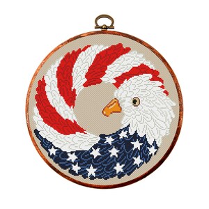 Vaterländisches Kreuzstichmuster. Amerikanischer Adler Kreuzstichvorlage USA Flagge. Unabhängigkeitstag, 4.Juli xstitch. Sofortiger Download PDF