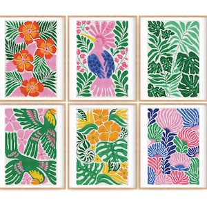 Conjunto de 6 patrones de punto de cruz de flores modernas, punto de cruz de naturaleza abstracta, planta, gráfico de punto de cruz de conteo fácil. Descarga instantánea de PDF