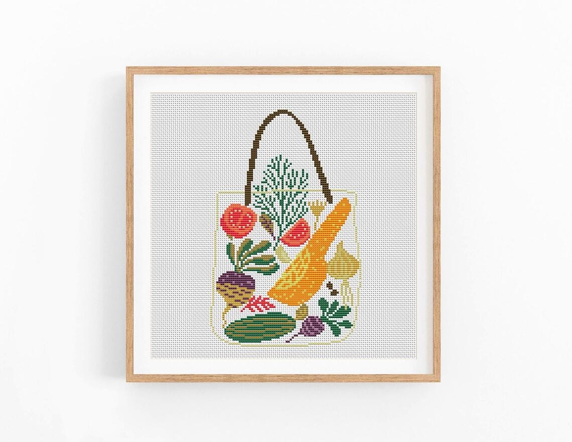 Transparent Tote Bag Cross Stitch Pattern Funny Grocery Shopper Bag ...