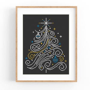 Merry Christmas Cross Stitch Pattern, Christmas tree, Modern Cross Stitch Pattern, Holidays Cross Stitch Pattern, Instant Download PDF