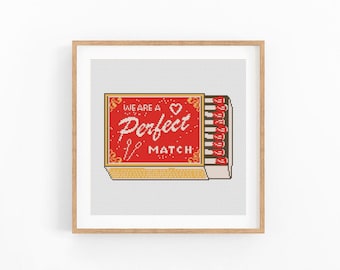 Match Cross Stitch Pattern, Modern Love XStitch Design, Instant download PDF