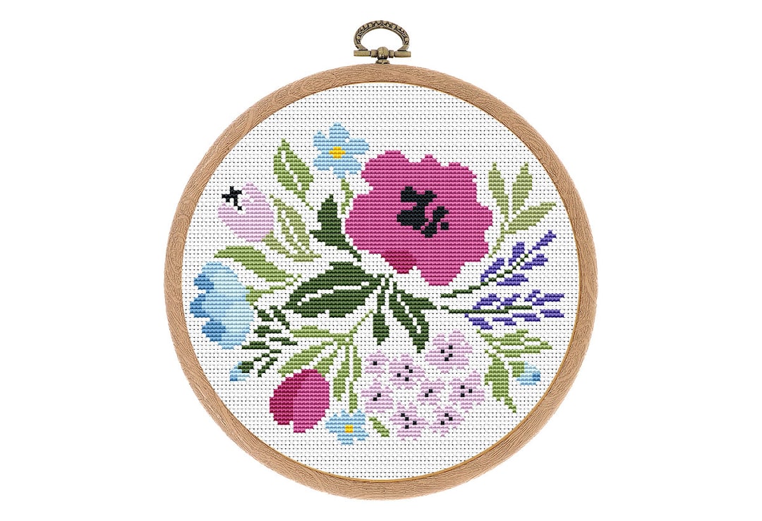 Cross Stitch Pattern Flowers Modern Small Counted Cross Stitch Boho 