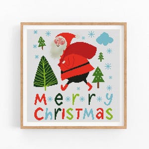 Christmas Modern Cross Stitch Pattern, Xmas, Santa Claus Easy x-stitch Pattern, Holidays Cross Stitch Chart, Decor, Instant Download PDF