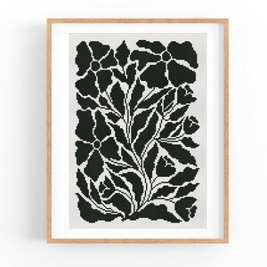 Patrón de punto de cruz moderno abstracto floral, patrón de punto en X fácil, gráfico de punto de cruz de flores, patrón de naturaleza de un color, descarga instantánea en PDF